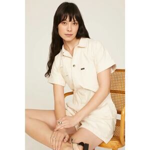 Lee union-alls vintage modern off white denim cotton short sleeve romper size M